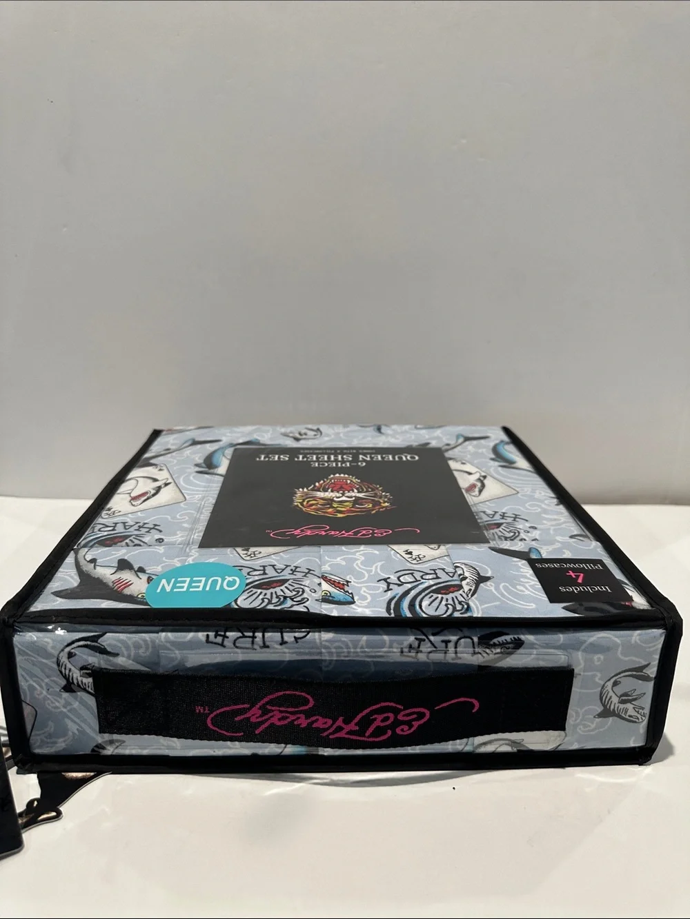 NWT Ed Hardy Shark’s Collection 6 Piece Queen Sheet Set with 4 Pillowcases.